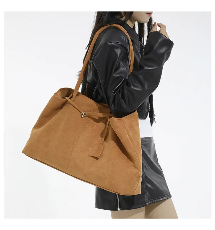 Women Retro Frosted Tote Bag Brown 2025 — feature 11