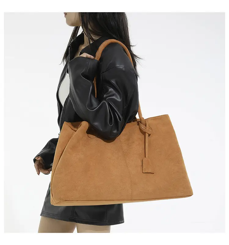 Women Retro Frosted Tote Bag Brown 2025 — feature 12