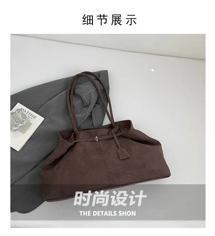 Women Retro Frosted Tote Bag Brown 2025 — feature 2
