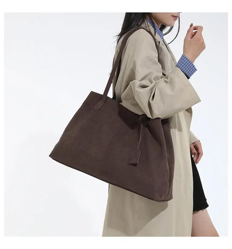 Women Retro Frosted Tote Bag Brown 2025 — feature 20