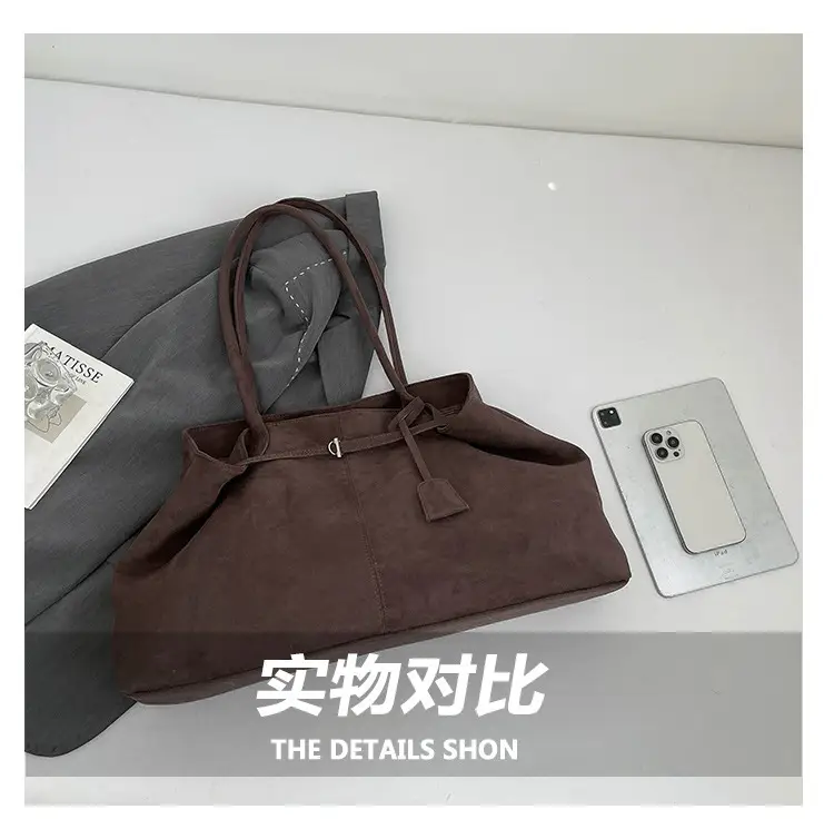 Women Retro Frosted Tote Bag Brown 2025 — feature 5