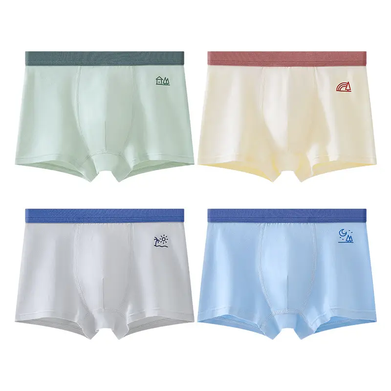 Teen Underwear Pure Cotton Antibacterial Boys' Development Period Junior High School and High School Students' Boxer Briefs for Middle-Aged and Older Children's Fat Children's Boxer Briefs
