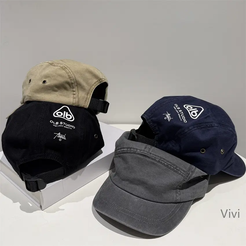 Men Cycling Cap Navy Blue Logo Brand Cap — feature 1
