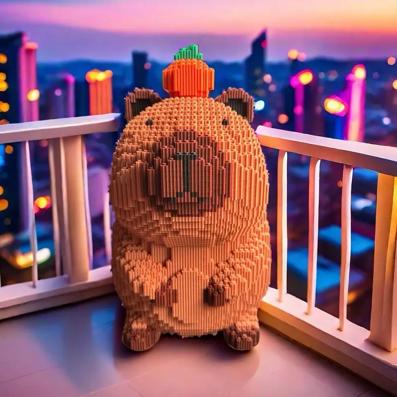 Small Particle Building Blocks Wholesale Street Stalls Compatible with Lego Children's Educational Assembling Ornaments Capibala Three-Dimensional Small Toys
