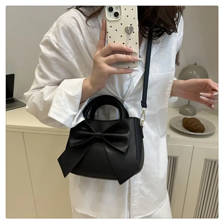 Black Bow Handbag for Women 2025 Trendy Leather — feature 21