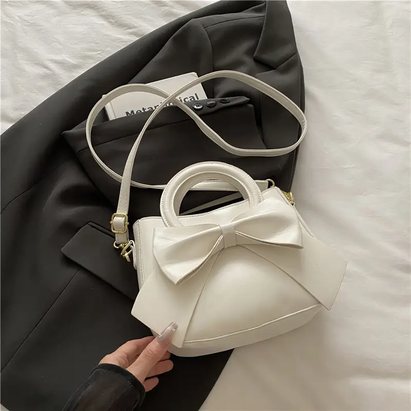 Black Bow Handbag for Women 2025 Trendy Leather - Image 2