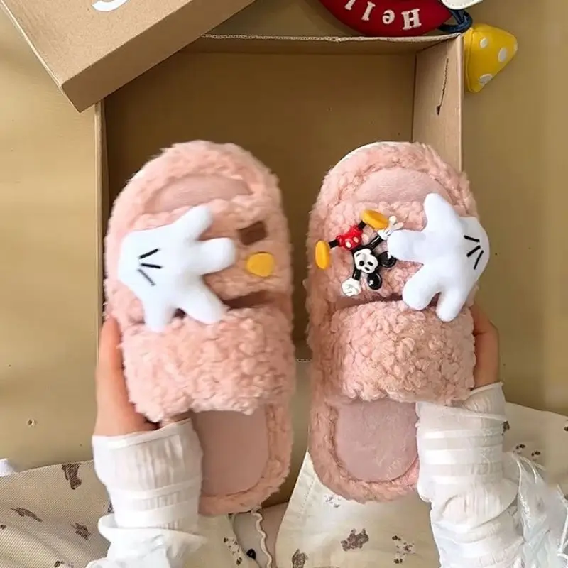 Cute Cartoon Fleece Lined Winter Slippers for Women - Image 5