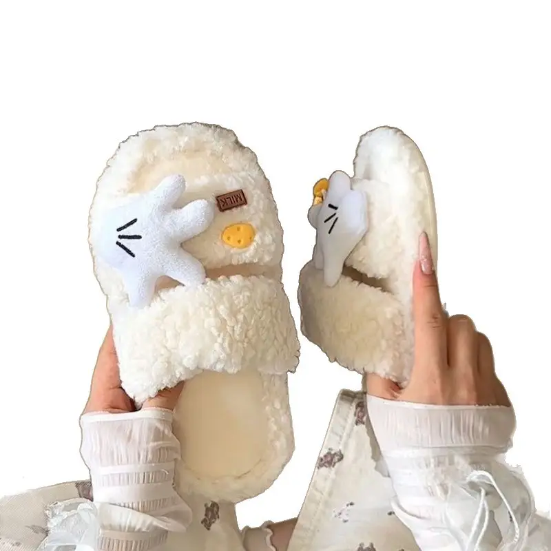 Cute Cartoon Fleece Lined Winter Slippers for Women - Image 7