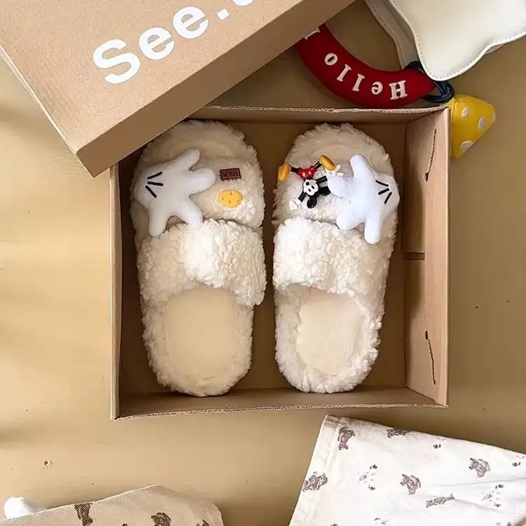 Cute Cartoon Fleece Lined Winter Slippers for Women — feature 12