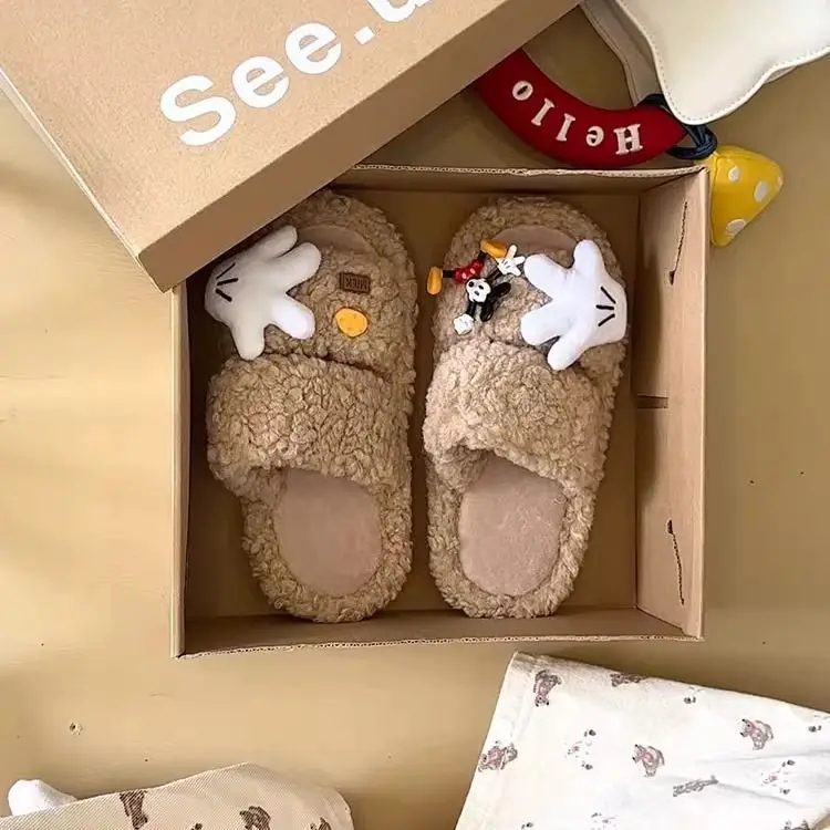 Cute Cartoon Fleece Lined Winter Slippers for Women — feature 13