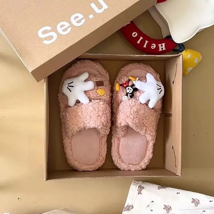 Cute Cartoon Fleece Lined Winter Slippers for Women — feature 14