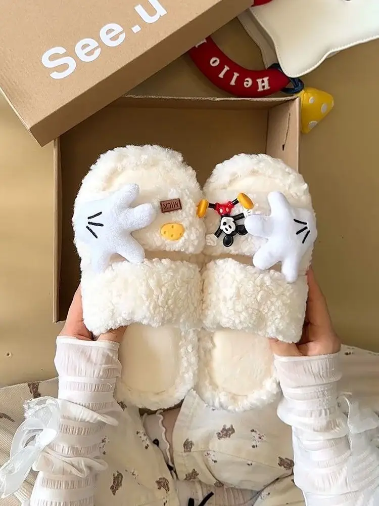 Cute Cartoon Fleece Lined Winter Slippers for Women — feature 16