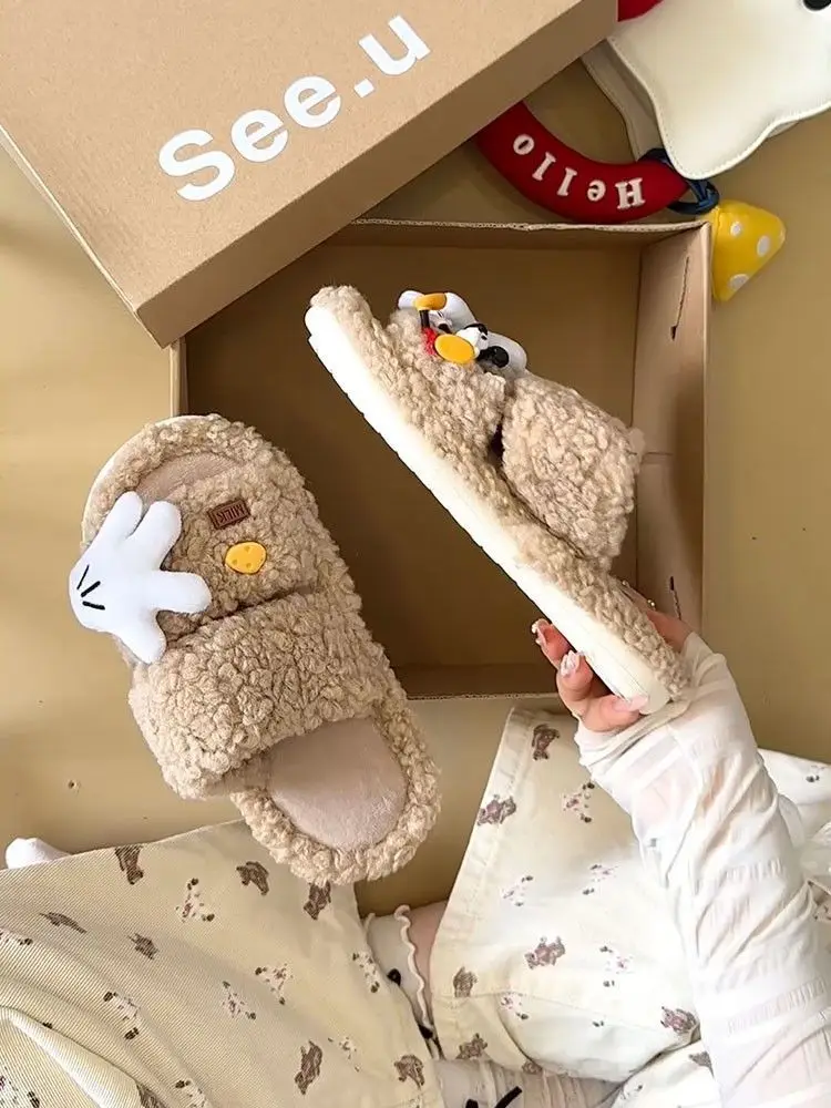 Cute Cartoon Fleece Lined Winter Slippers for Women — feature 19