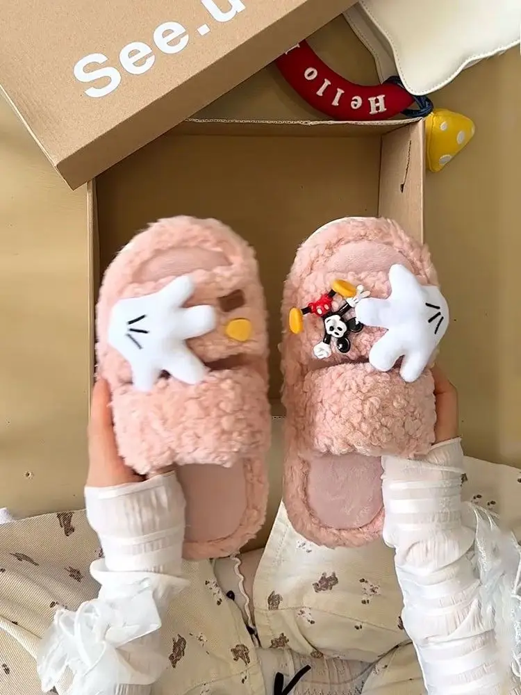 Cute Cartoon Fleece Lined Winter Slippers for Women — feature 20
