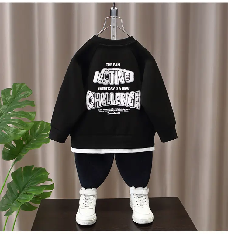 9650 Boys Black Sweatshirt Bottoming Cap — feature 8