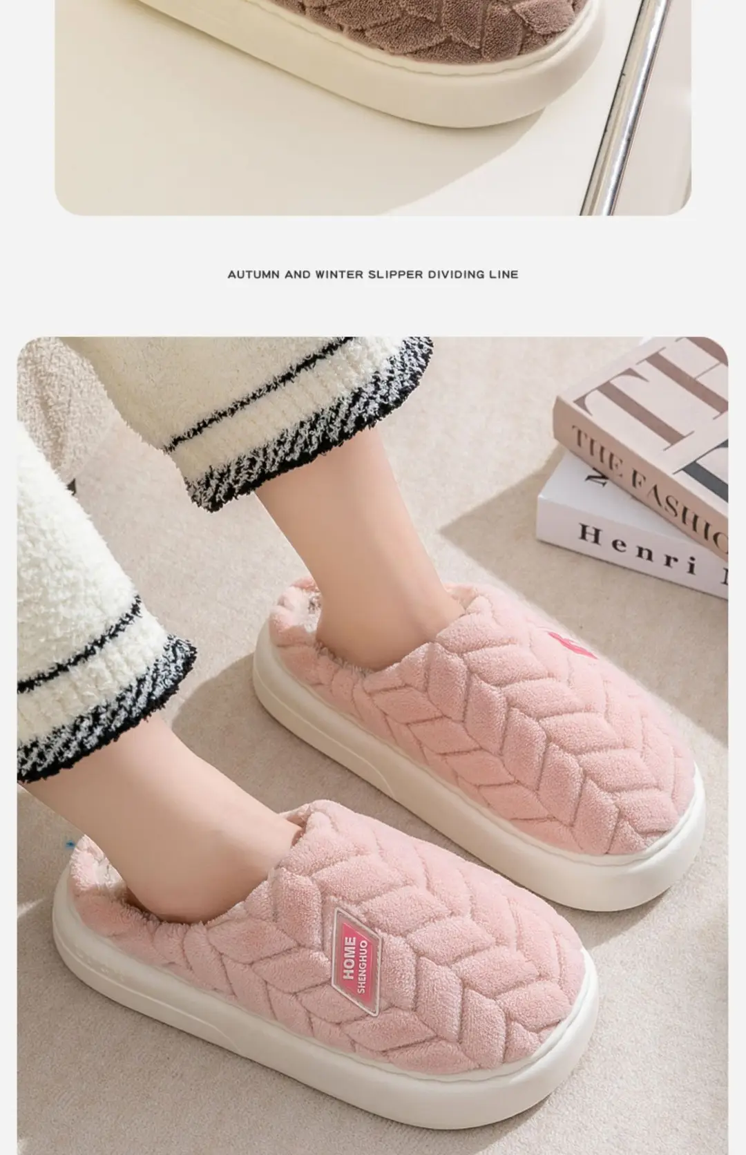 2025 New Thickeneded Cotton Slippers for Men in Autumn and Winter Indoor Home Warm Anti-Slip Fleece-Lined Thick-Soled Cotton Slippers for Couples — feature 15