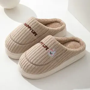 2025 New Thickeneded Cotton Slippers for Men in Autumn and Winter Indoor Home Warm Anti-Slip Fleece-Lined Thick-Soled Cotton Slippers for Couples