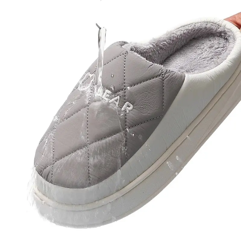 Down Fabric Warm Cotton Slippers for Men, Autumn and Winter 2025 New Style Indoor Home Plush Cotton Slippers for Women, Cotton Shoes Wholesale - Image 11