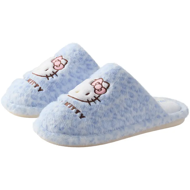 Nanbowan Leopard Print Kitty~Sweet and Cool Hot Girl Style Sanrio Winter Warm Anti-Slip Home Indoor Cotton Slippers for Women
