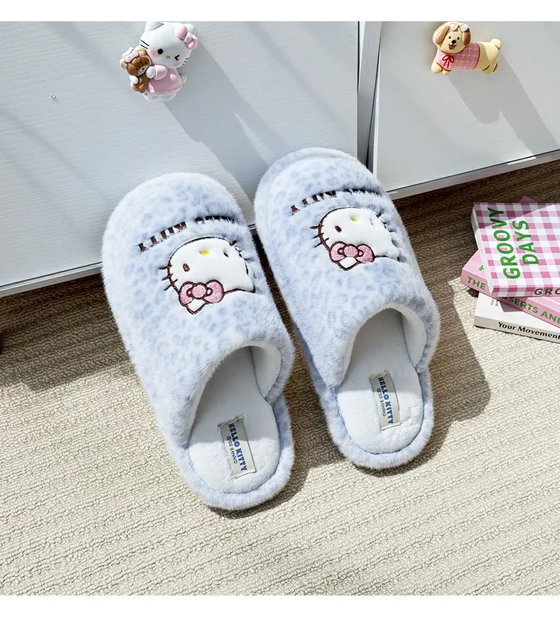 Nanbowan Leopard Print Kitty~Sweet and Cool Hot Girl Style Sanrio Winter Warm Anti-Slip Home Indoor Cotton Slippers for Women — feature 7