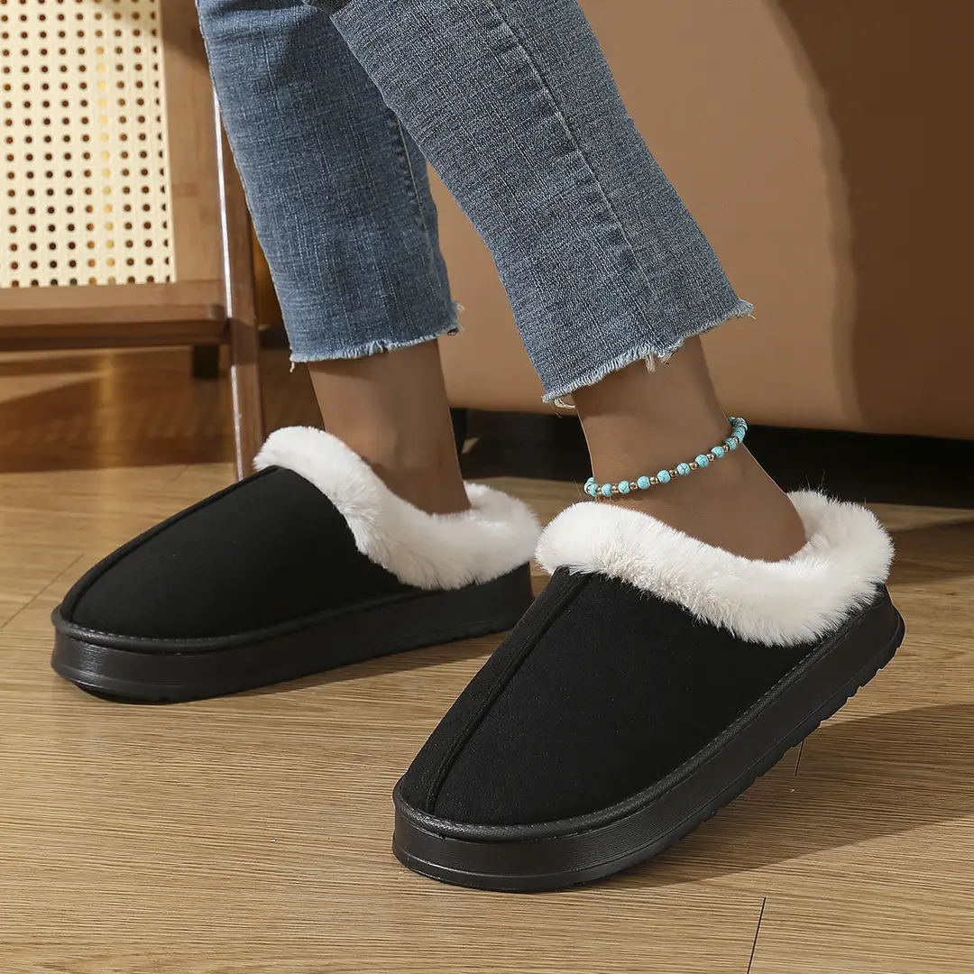 Cross-Border Foreign Trade 2025 New Cotton Slippers for Women, Indoor Autumn and Winter Suede Fashion Non-Slip Men's Cotton Slippers - Image 5