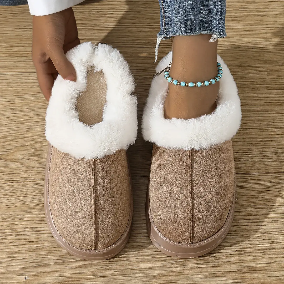 Cross-Border Foreign Trade 2025 New Cotton Slippers for Women, Indoor Autumn and Winter Suede Fashion Non-Slip Men's Cotton Slippers - Image 2