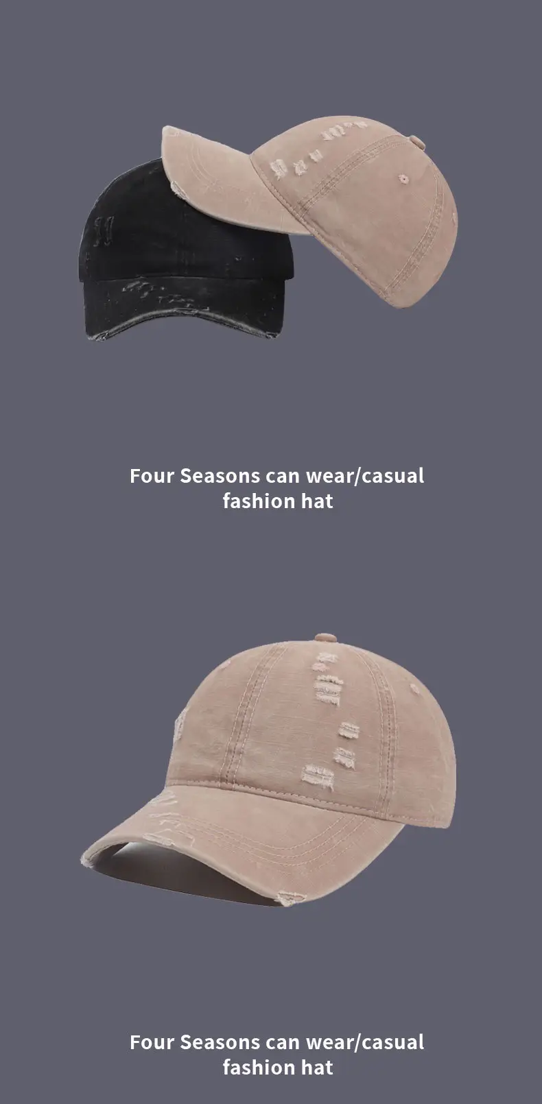 Men Black Washed Baseball Cap Vintage Duckbill — feature 14