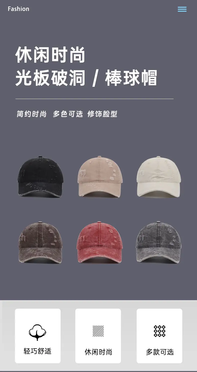 Men Black Washed Baseball Cap Vintage Duckbill — feature 2