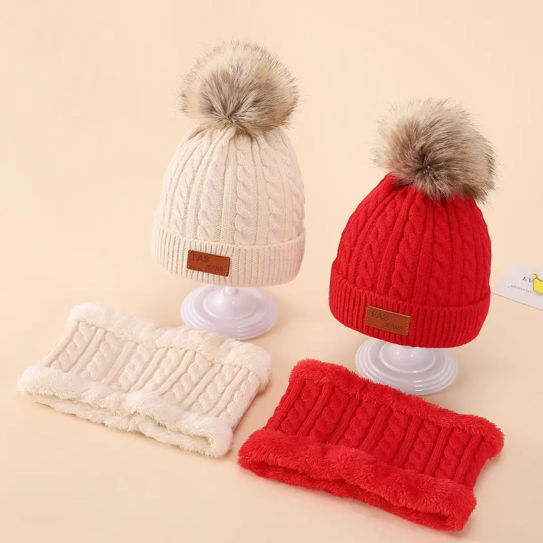 2025 New Kidsren's Hat, Scarf and Gloves Three-Piece Set Autumn and Winter New Warm Baby Woolen Hat Knitted Scarf — feature 10