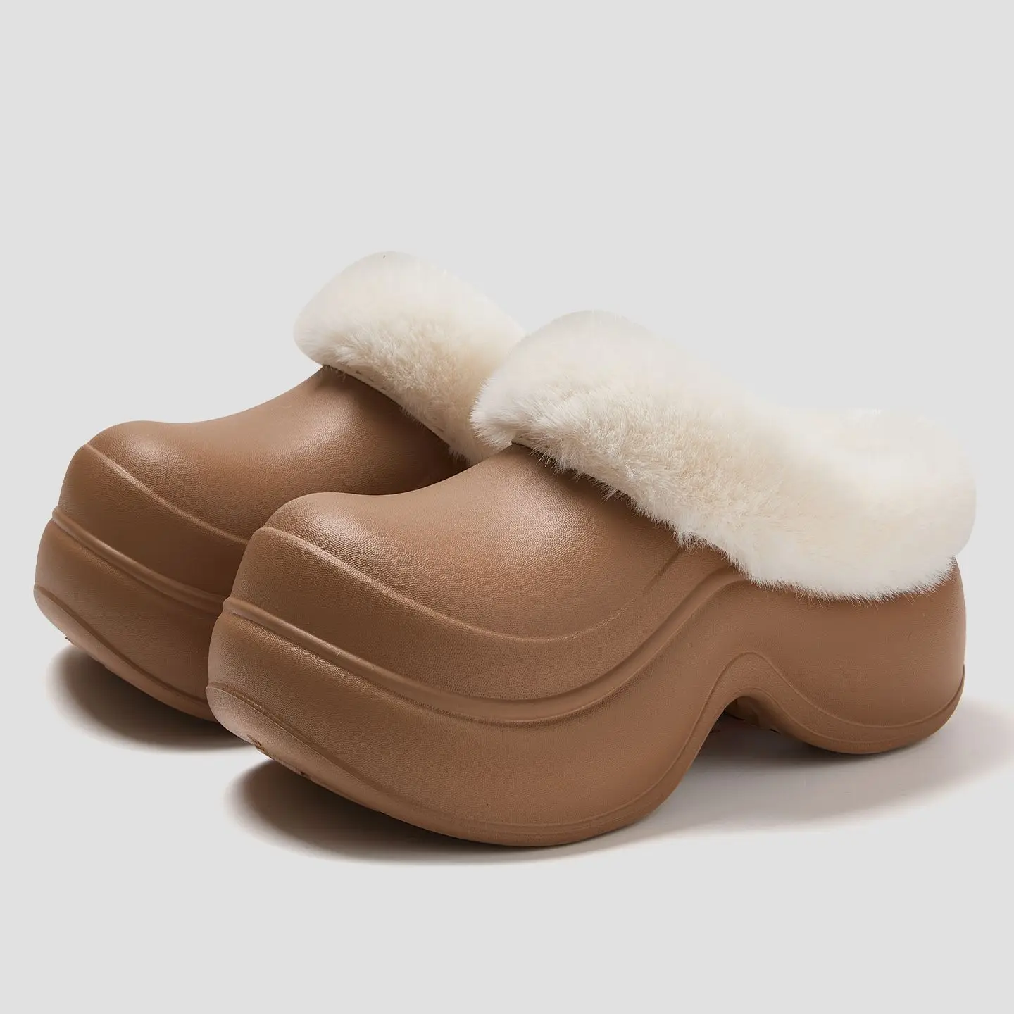 Women Thick Soft Slippers Warm Non-Smellly Brown - Image 2