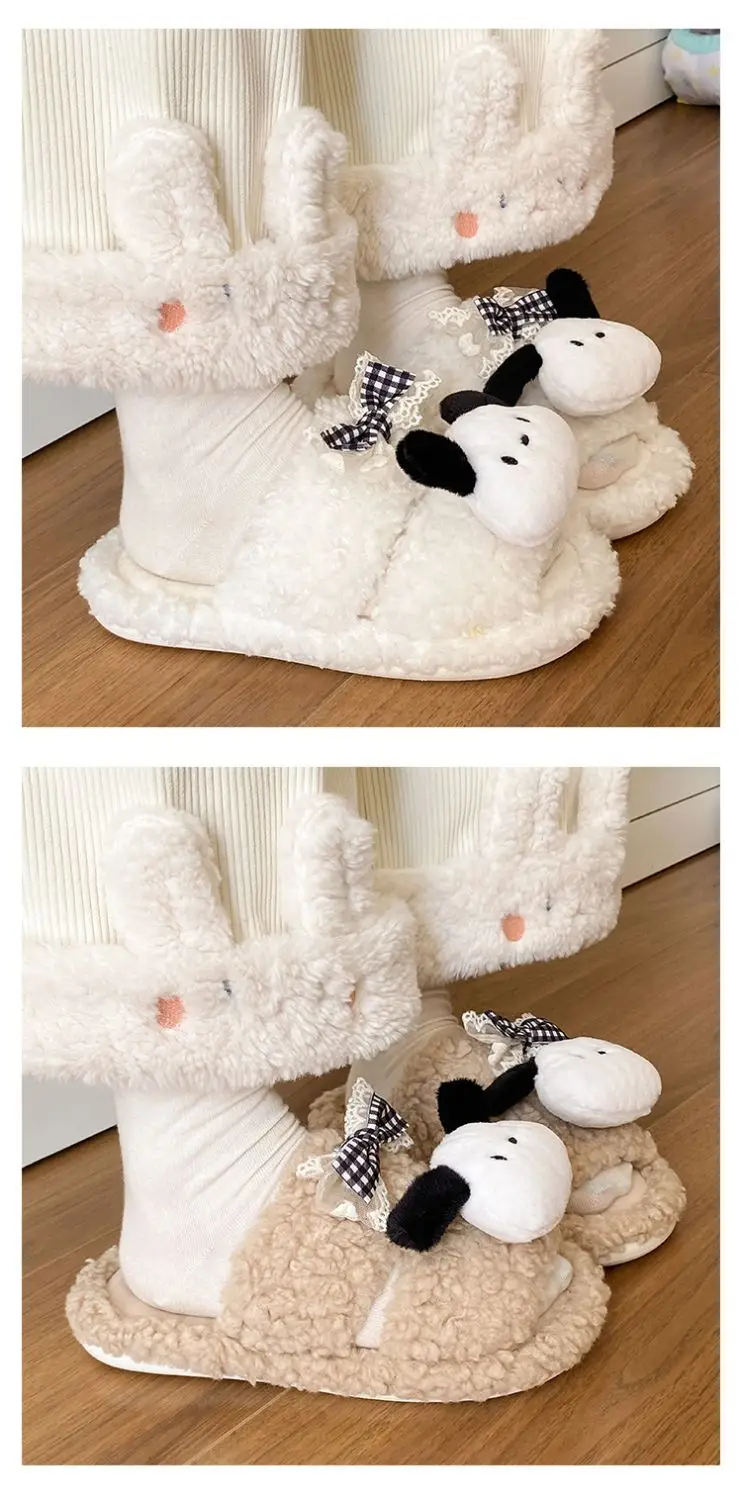 Winter Furry Bow Pacha Dog Flats for Women — feature 14