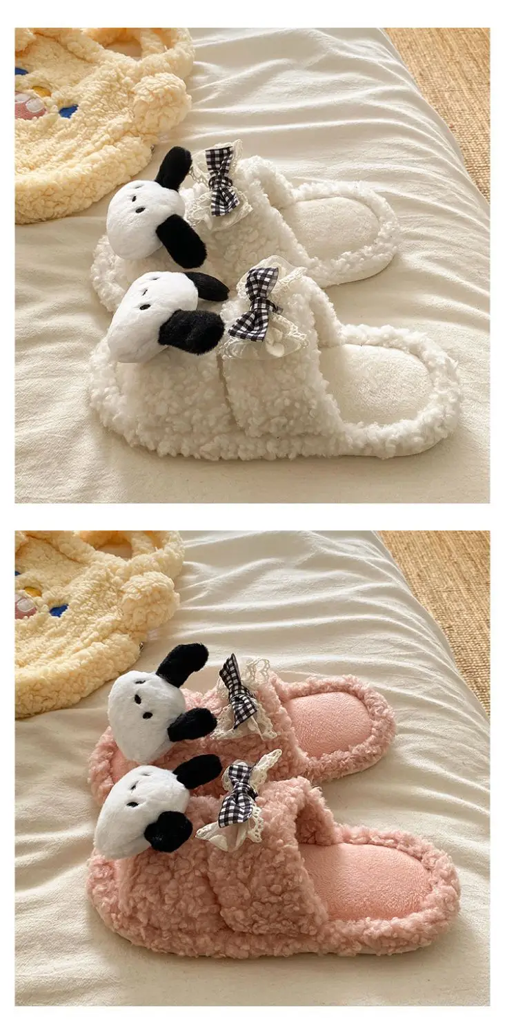 Winter Furry Bow Pacha Dog Flats for Women — feature 20