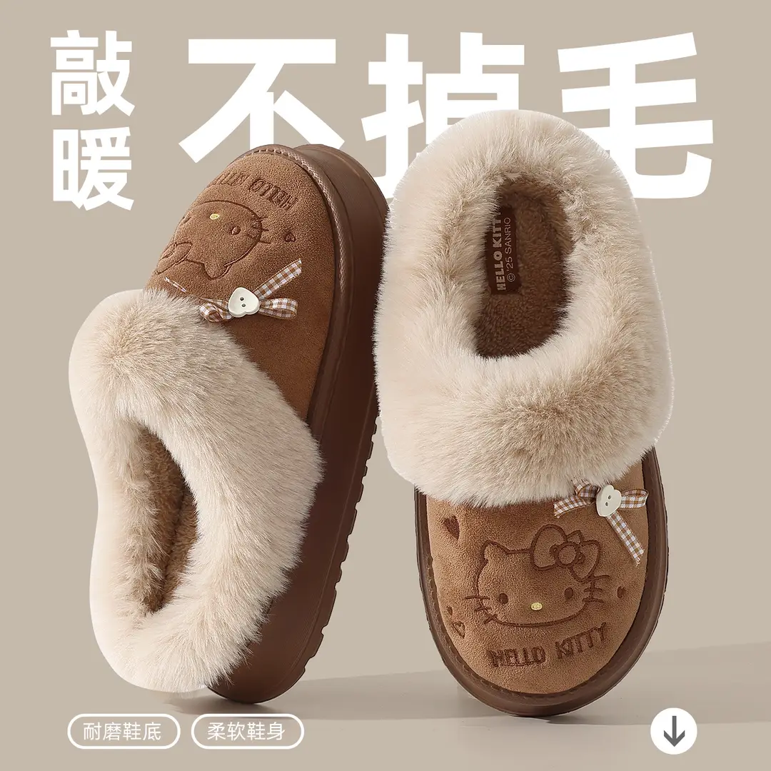 Thick-Soled Super Cute Cotton Slippers for Women Winter New Home Indoor Cartoon Kitten Warm Plush Cotton Slippers Wholesale - Image 5