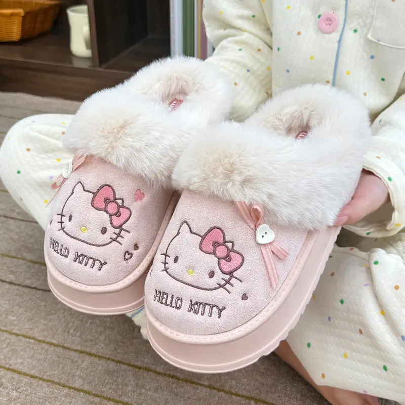 Thick-Soled Super Cute Cotton Slippers for Women Winter New Home Indoor Cartoon Kitten Warm Plush Cotton Slippers Wholesale - Image 7