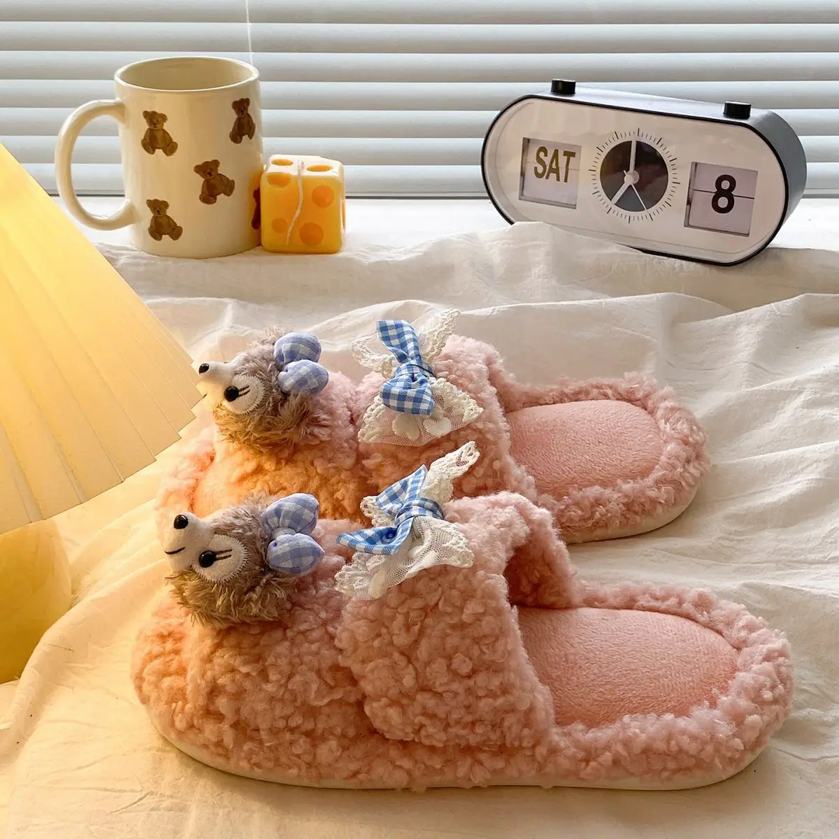 Cartoon Bear Fur Slippers Warm Cotton Non-Tiring — feature 37