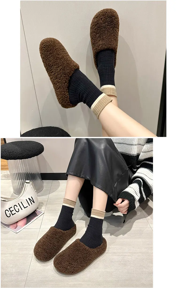 2025 New Autumn and Winter Baotou Fur Slippers for Women to Wear Flat-Soled Plush Warm Indoor Cotton Slippers Wholesale — feature 14