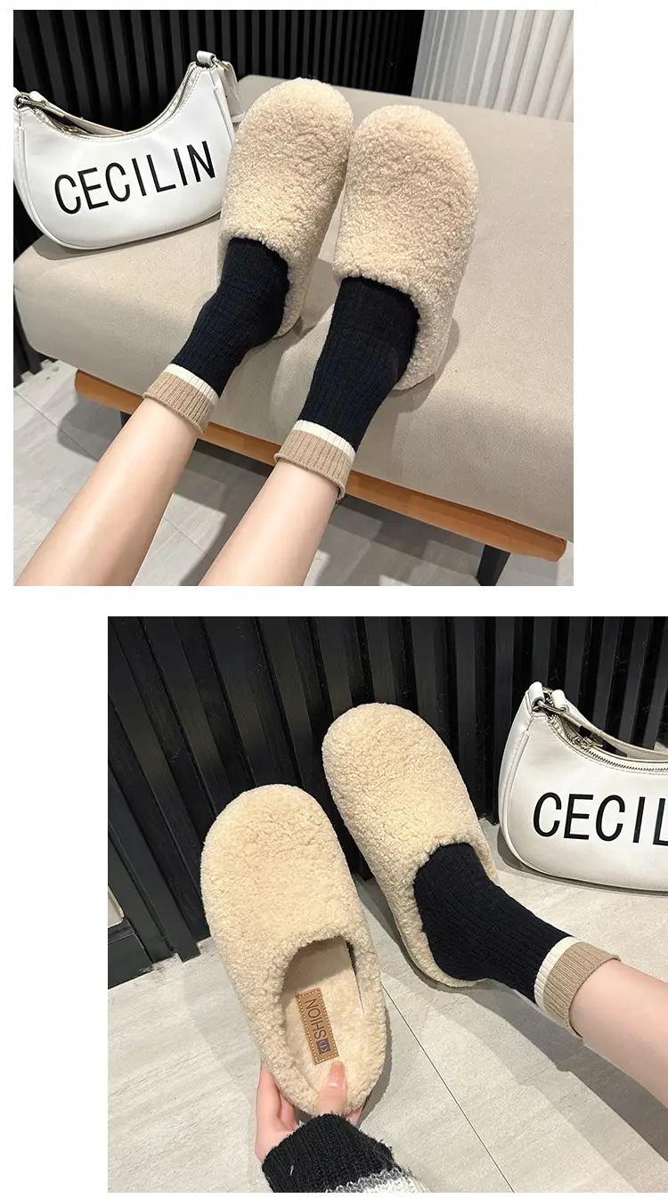 2025 New Autumn and Winter Baotou Fur Slippers for Women to Wear Flat-Soled Plush Warm Indoor Cotton Slippers Wholesale — feature 16