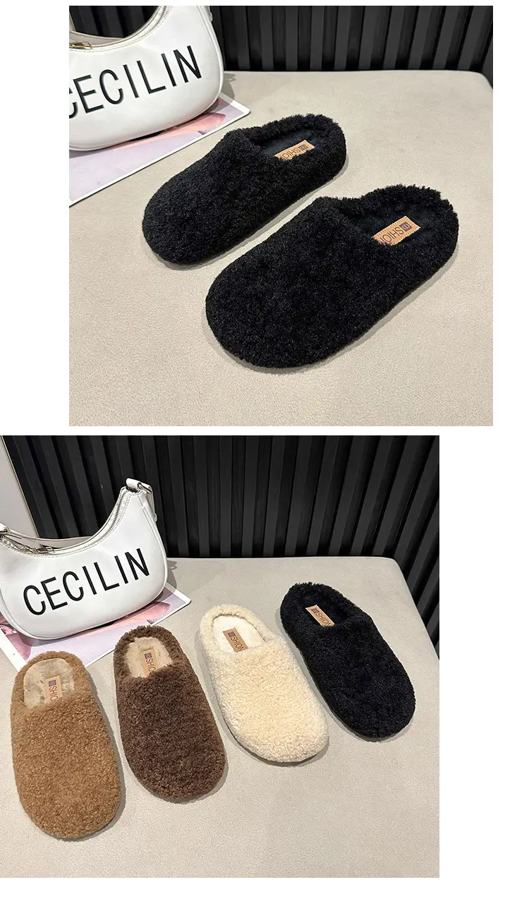 2025 New Autumn and Winter Baotou Fur Slippers for Women to Wear Flat-Soled Plush Warm Indoor Cotton Slippers Wholesale — feature 18