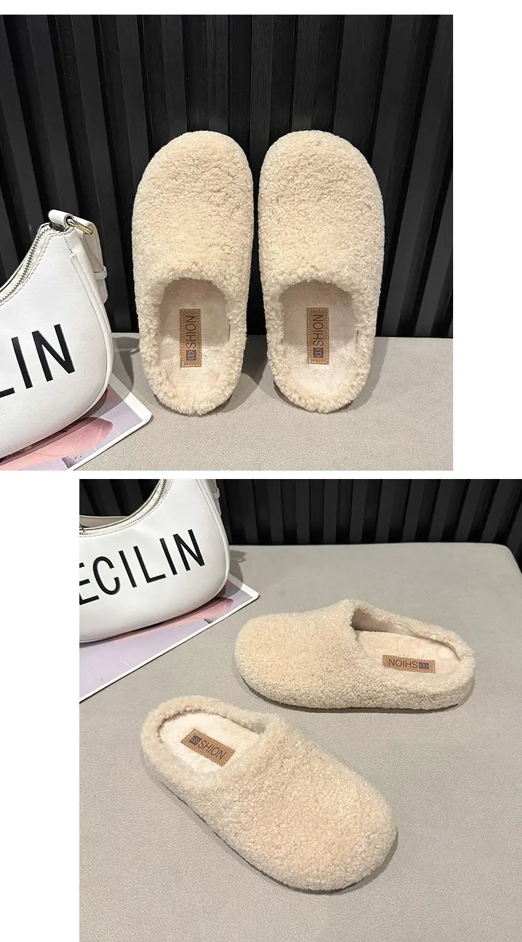 2025 New Autumn and Winter Baotou Fur Slippers for Women to Wear Flat-Soled Plush Warm Indoor Cotton Slippers Wholesale — feature 20