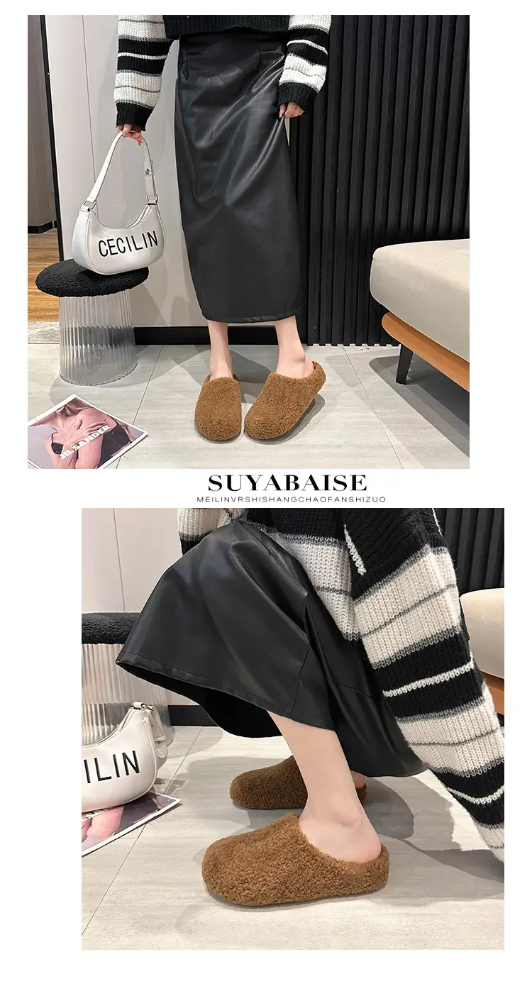 2025 New Autumn and Winter Baotou Fur Slippers for Women to Wear Flat-Soled Plush Warm Indoor Cotton Slippers Wholesale — feature 7