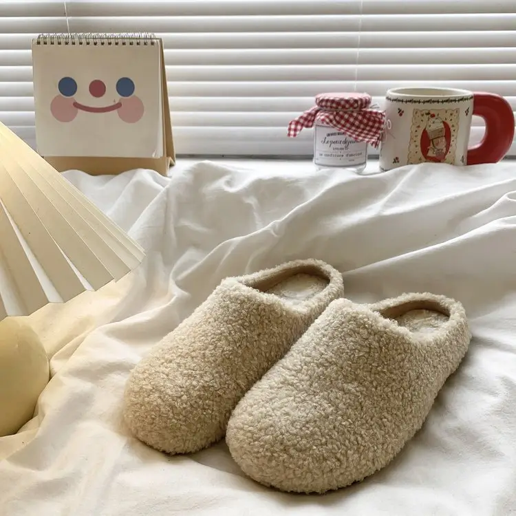 2025 New Autumn and Winter Baotou Fur Slippers for Women to Wear Flat-Soled Plush Warm Indoor Cotton Slippers Wholesale