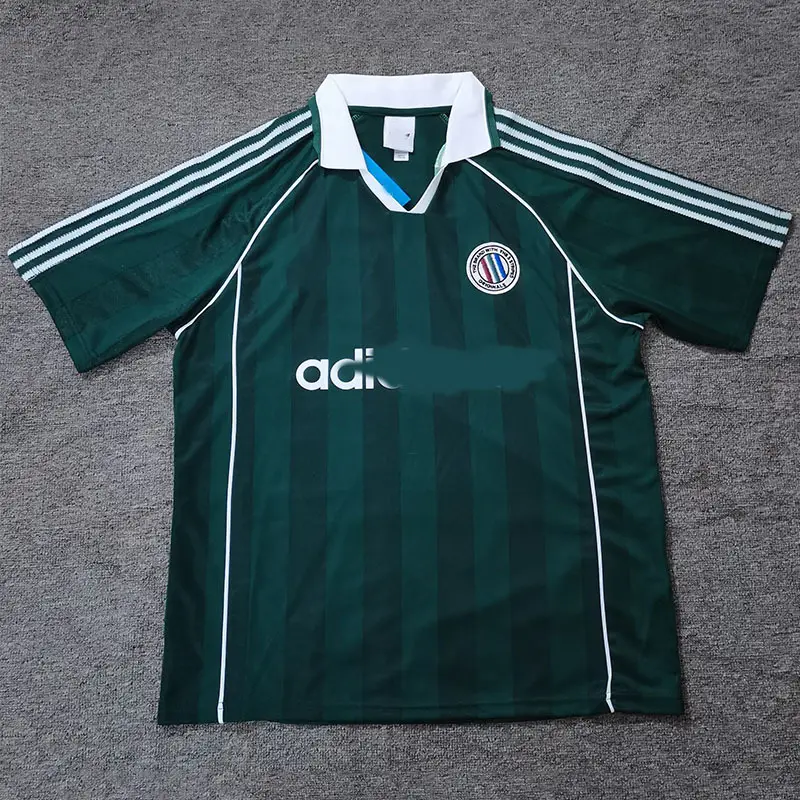 Cross-Border Popular Retro Three-Leaf Green Short-Sleeved Football Uniform Jersey