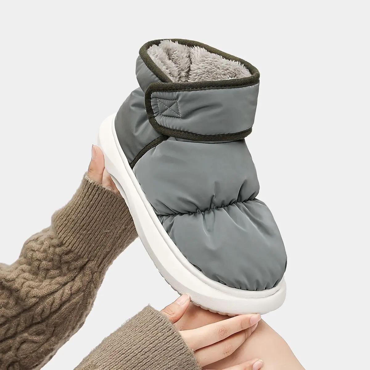 Women Waterproof Cotton Sneakers Blue White Thick Soles
