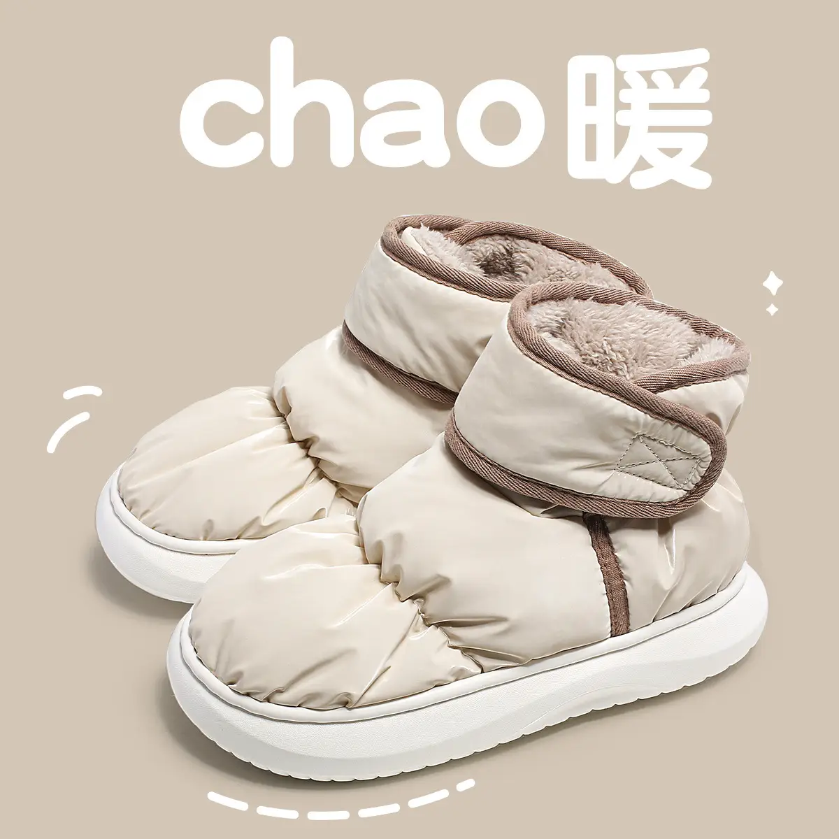 Women Waterproof Cotton Sneakers Blue White Thick Soles