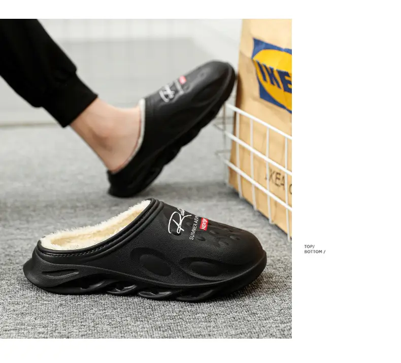 Men's Cotton Slippers, Winter Velvet Warm Home Cotton Shoes, Heel-Covering Outer Wear, Non-Slip and Waterproof Men's Slippers — feature 20