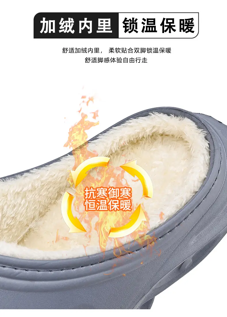 Men's Cotton Slippers, Winter Velvet Warm Home Cotton Shoes, Heel-Covering Outer Wear, Non-Slip and Waterproof Men's Slippers — feature 5