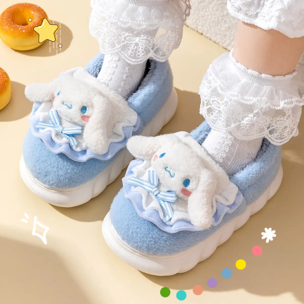 Cotton Slippers for Girls Blue Winter 2023 - Image 5