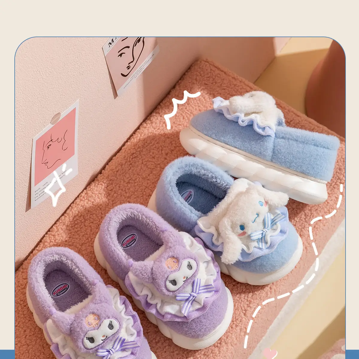 Cotton Slippers for Girls Blue Winter 2023 — feature 14