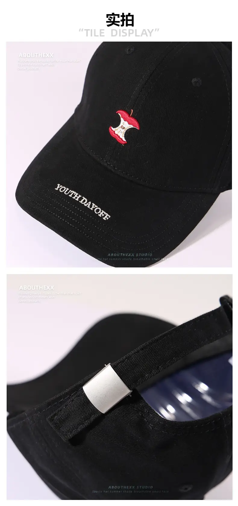 Women Red Embroidered Baseball Cap with Fruit Design — feature 10