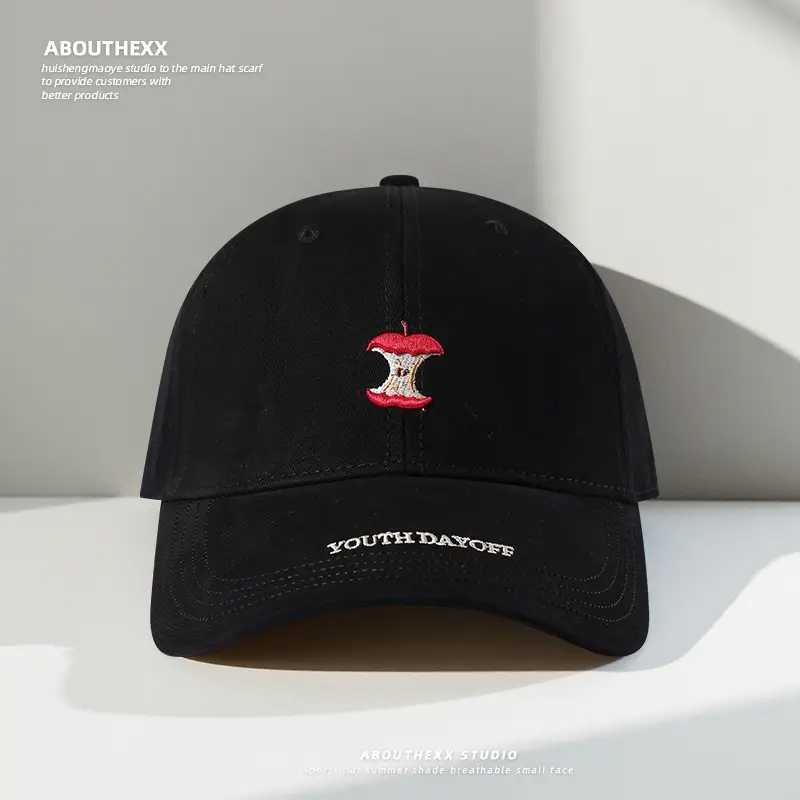 Women Red Embroidered Baseball Cap with Fruit Design — feature 5